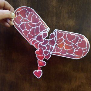 Vinyl decal heart pill